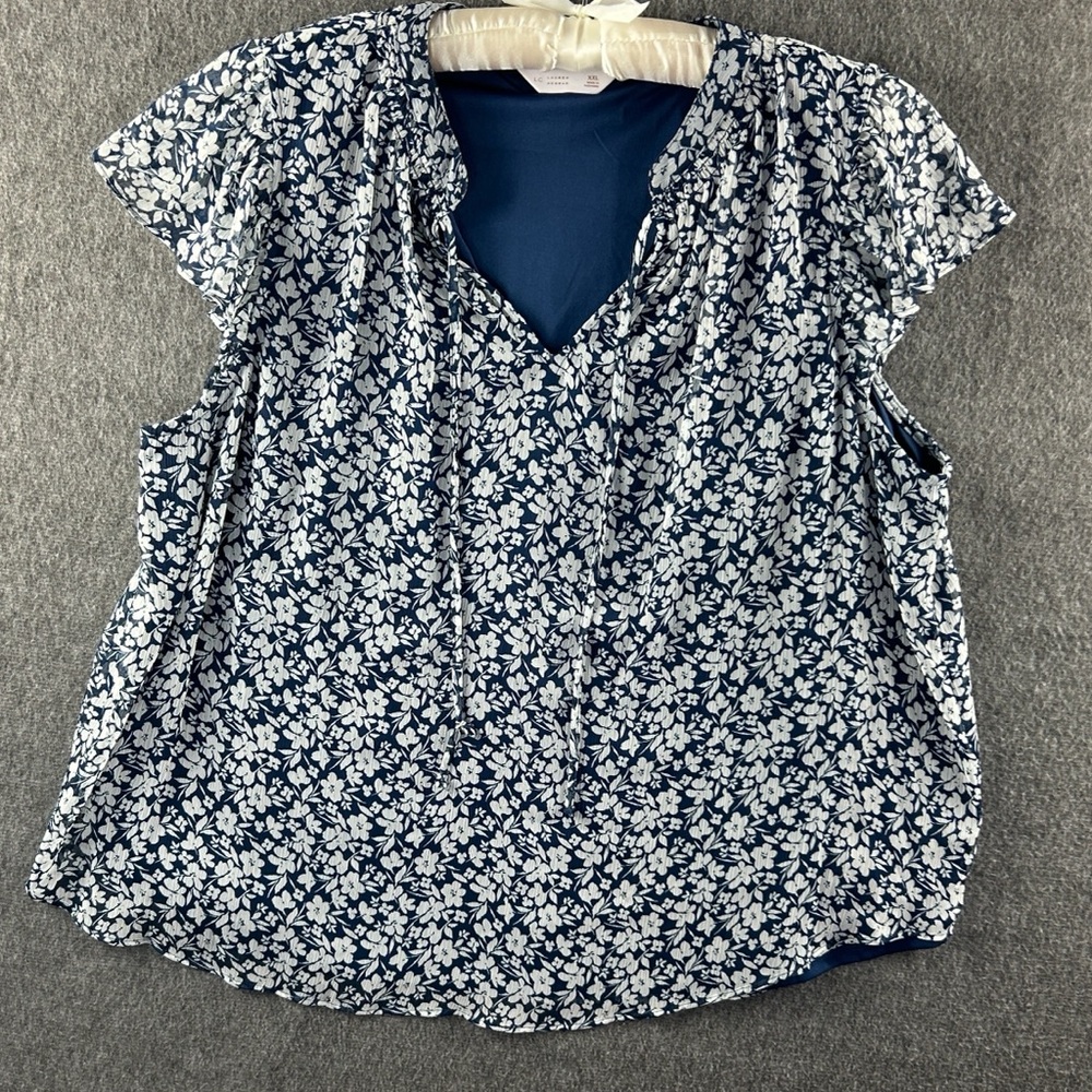 Lauren Conrad Women's Split V-Neck Tie Front Cap Flutter Sleeve Lined Blouse XXL